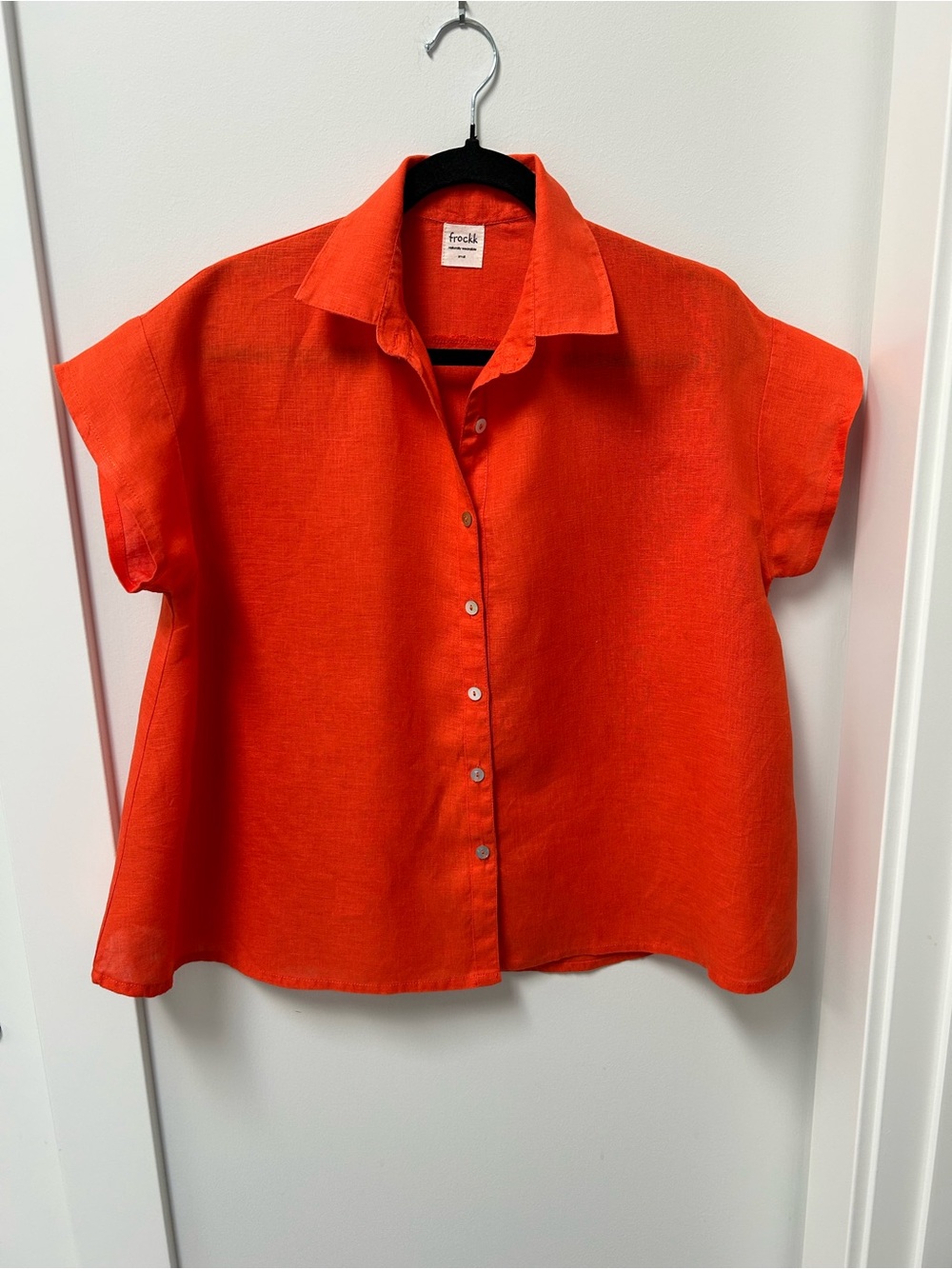 Frockk slow fashion 100 percent Linen  Short-Sleeve Button-Down Shirt